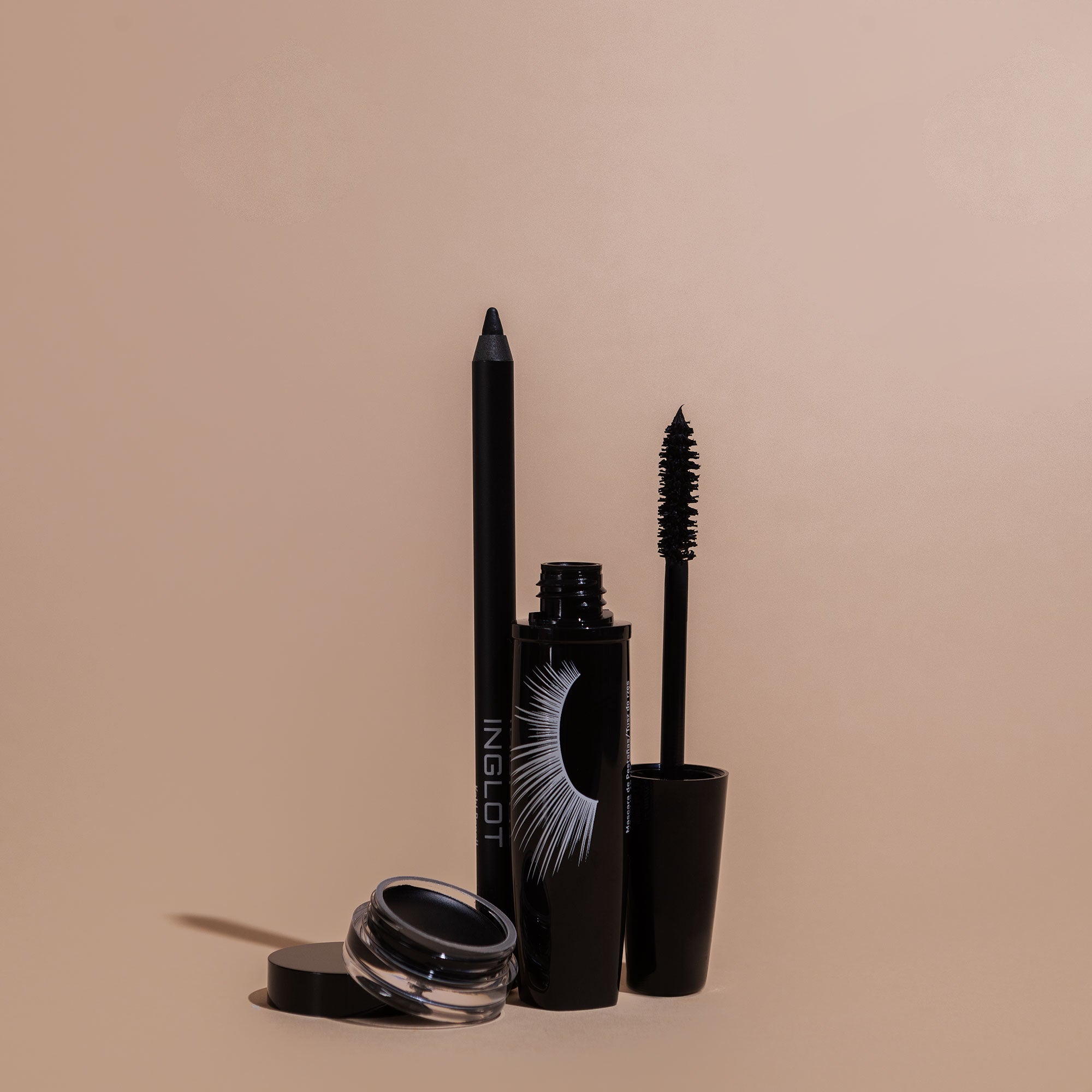 Inglot Eye Heroes Mascara, Gel Liner & Kohl Set, close up of products