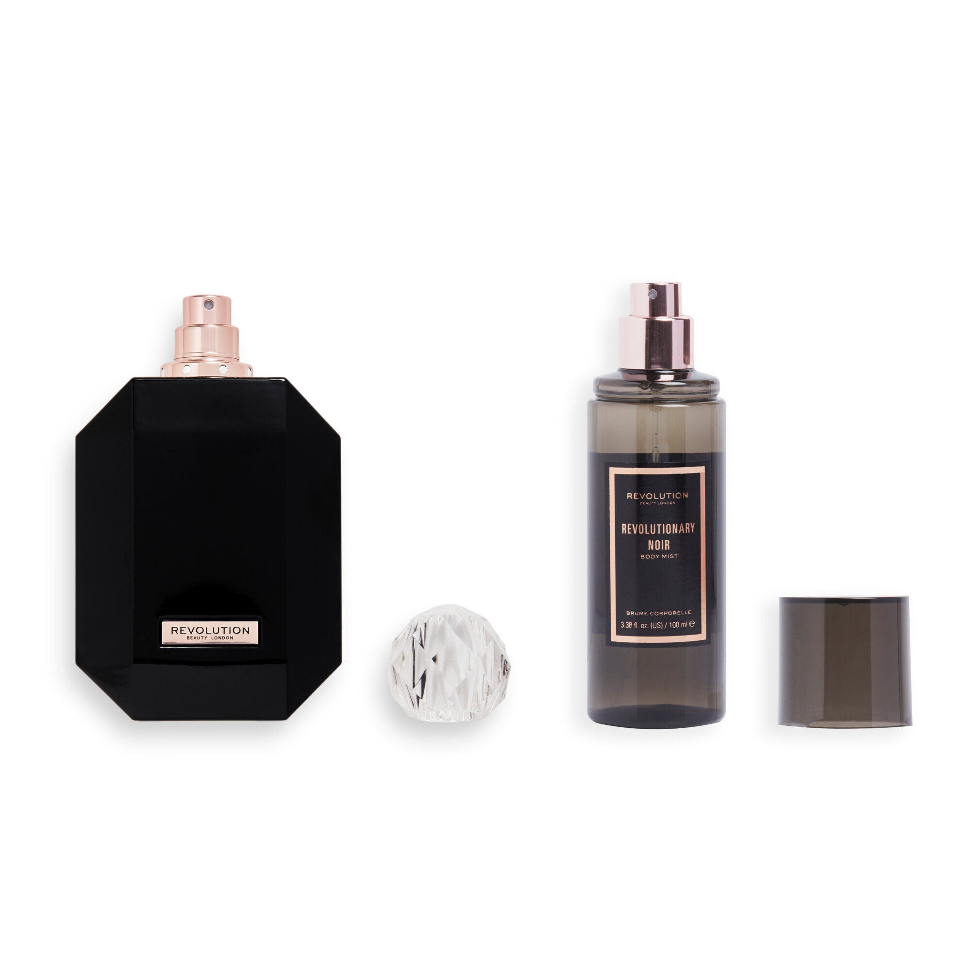 Makeup Revolution Revolutionary Noir Eau De Toilette & Body Mist Gift Set , products open