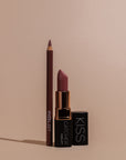 Inglot Dusty Pink Lip Glow Duo Gift Set, lipstick and liner close up