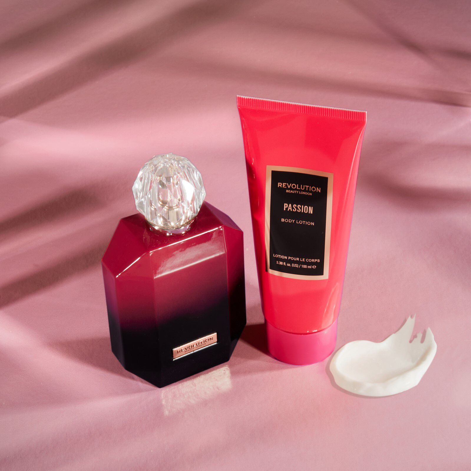 Makeup Revolution Passion Eau De Toilette & Body Lotion Gift Set , products with swatch