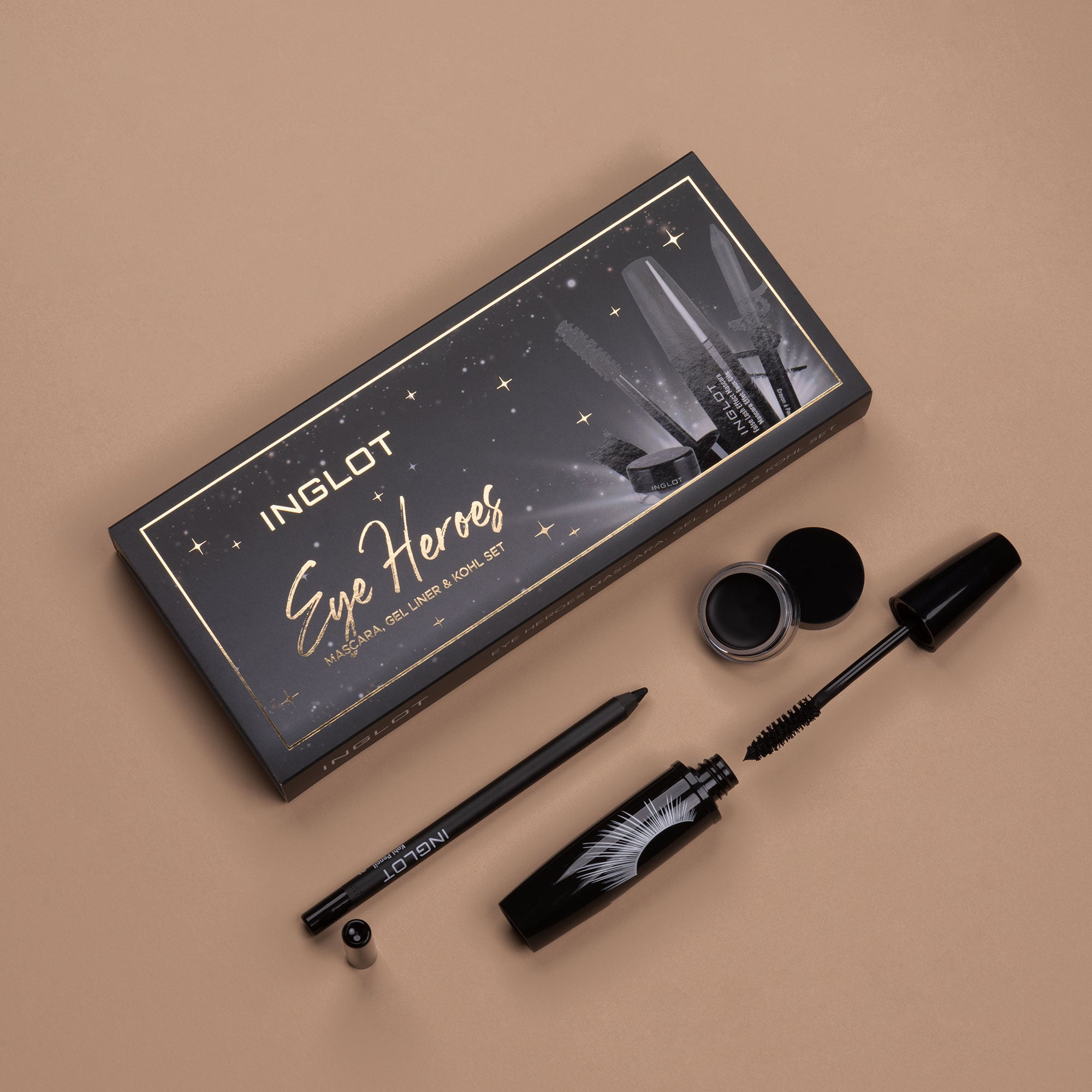 Inglot Eye Heroes Mascara, Gel Liner & Kohl Set, lifestyle image