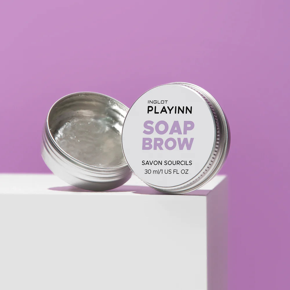 Inglot Brow Soap on a purple backgroud