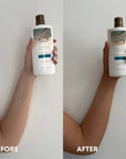 Before and after applying Vita Liberata Clear Tanning Mousse - Dark