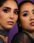 two beautiful modelf with smokey eyes after using Dominic Paul The Culture Palette