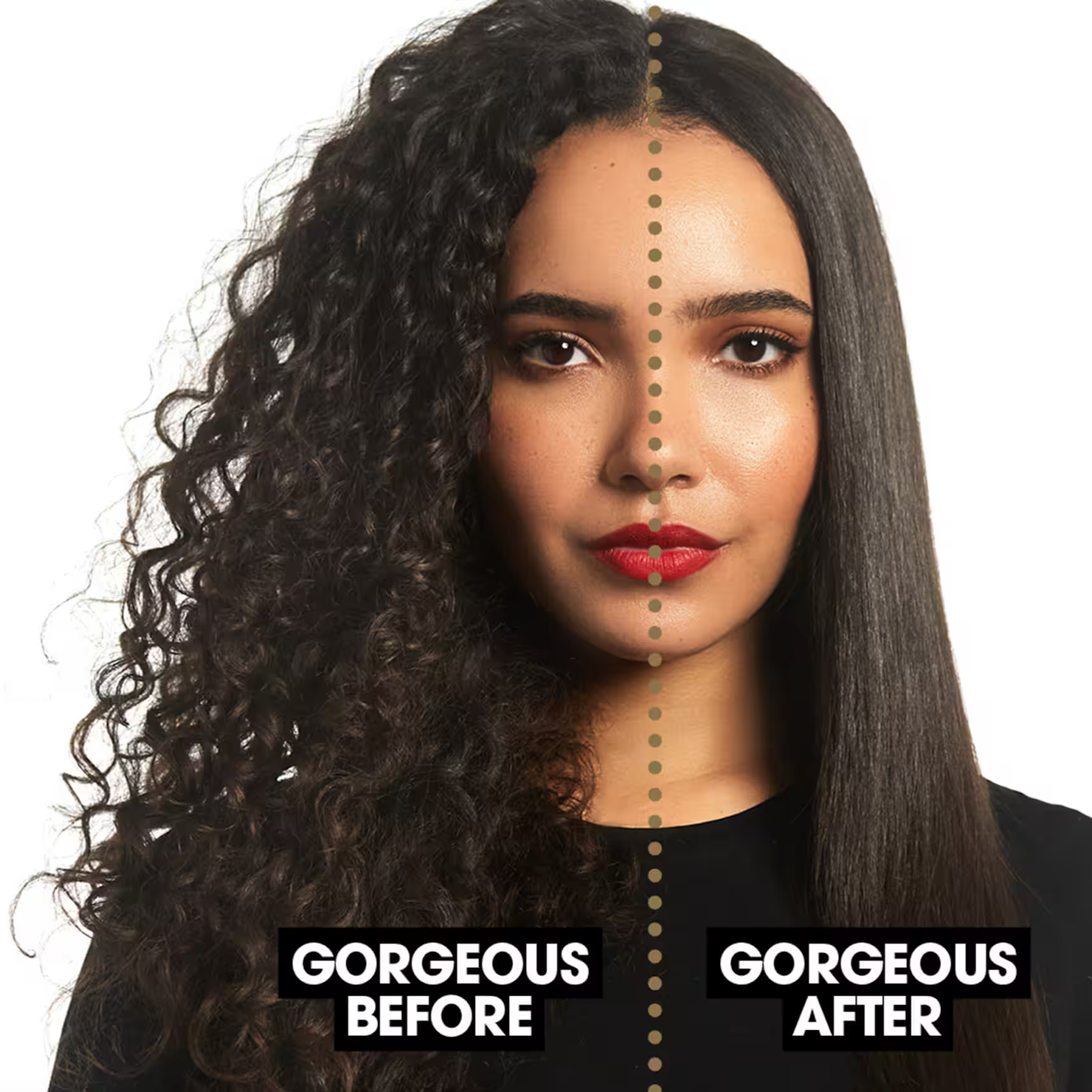 Before and after on curly hair, using ghd Chronos - Professional Hair Styler