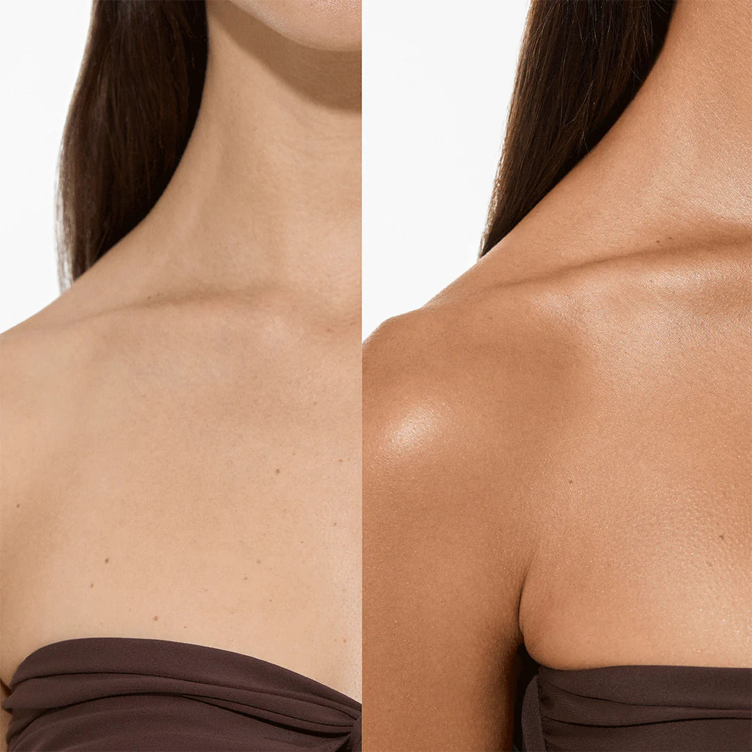 Close up of before and after Vita Liberata Original Body Blur - Medium application