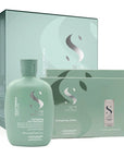 Alfaparf Milano Semi Di Lino Scalp Renew Hair Loss Kit, open showing shampoo and lotion included