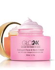 GLO24K Collagen Face & Neck Cream, lid open and displaying product