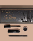 Inglot Eye Heroes Mascara, Gel Liner & Kohl Set, with products displayed next to box