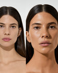 Dark haired model, before and after using Vita Liberata The HA+ Face Tan With Niacinamide 50ml