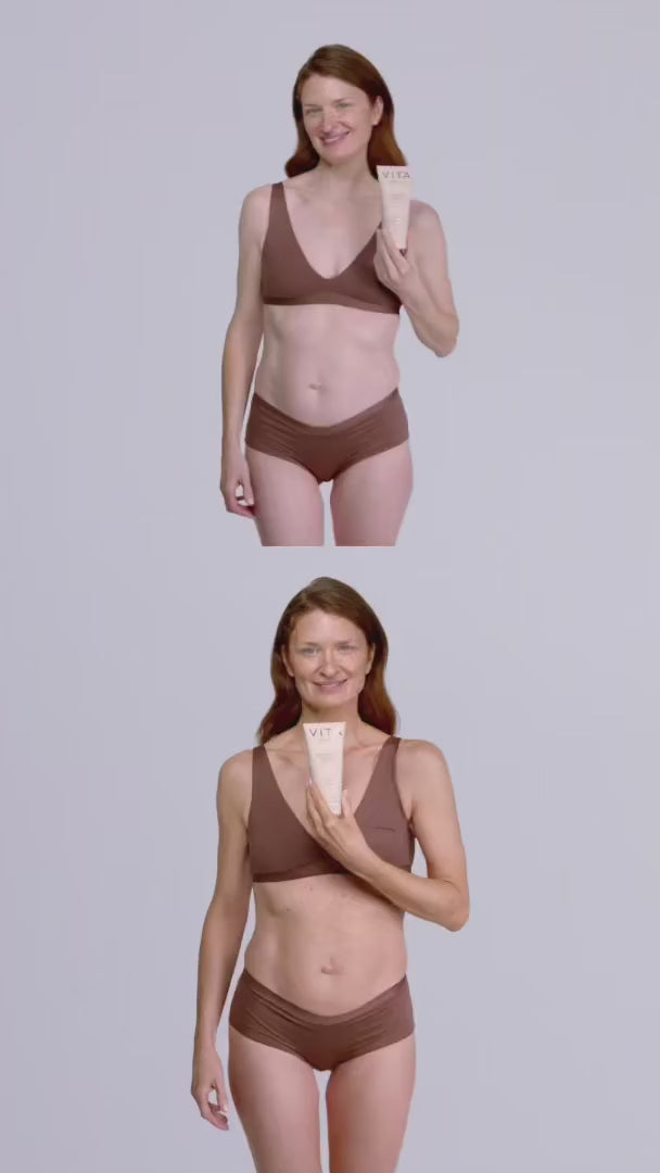 Video showing Model applying Vita Liberata Fabulous Gradual Tanning Lotion