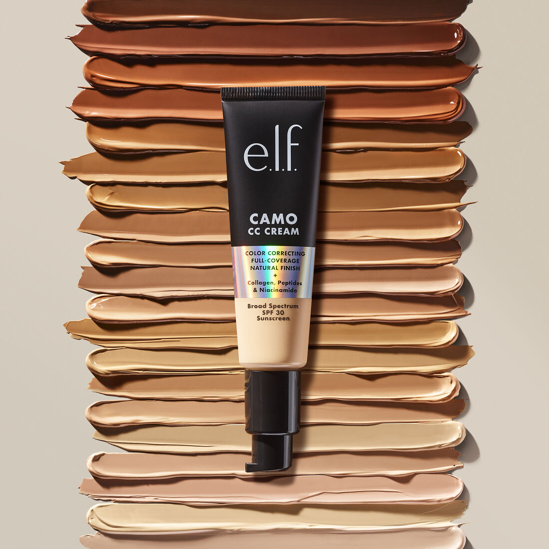 elf Camo CC Cream SPF30 with multiple swatches