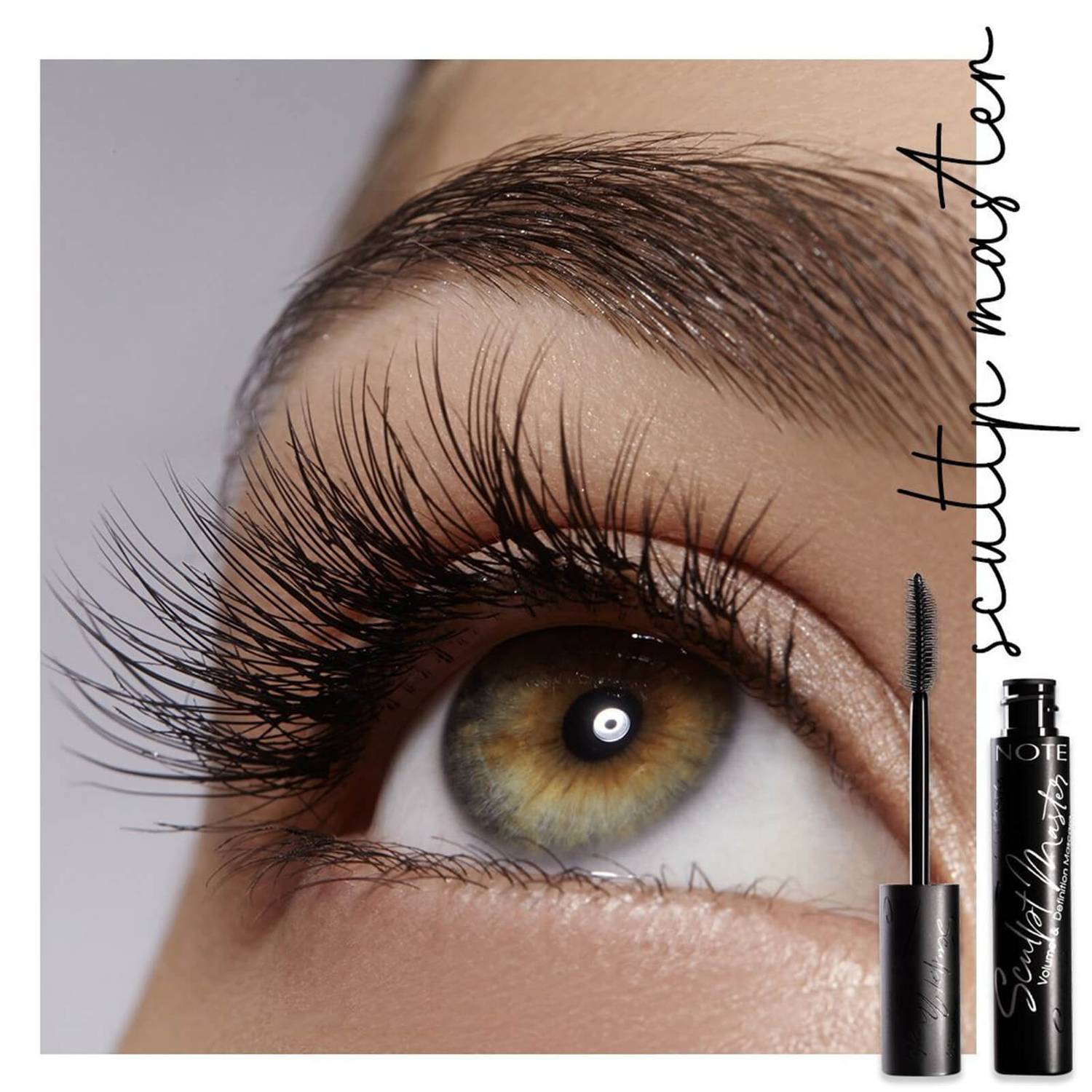 Model wearing NOTE Sculpt Master Mascara
