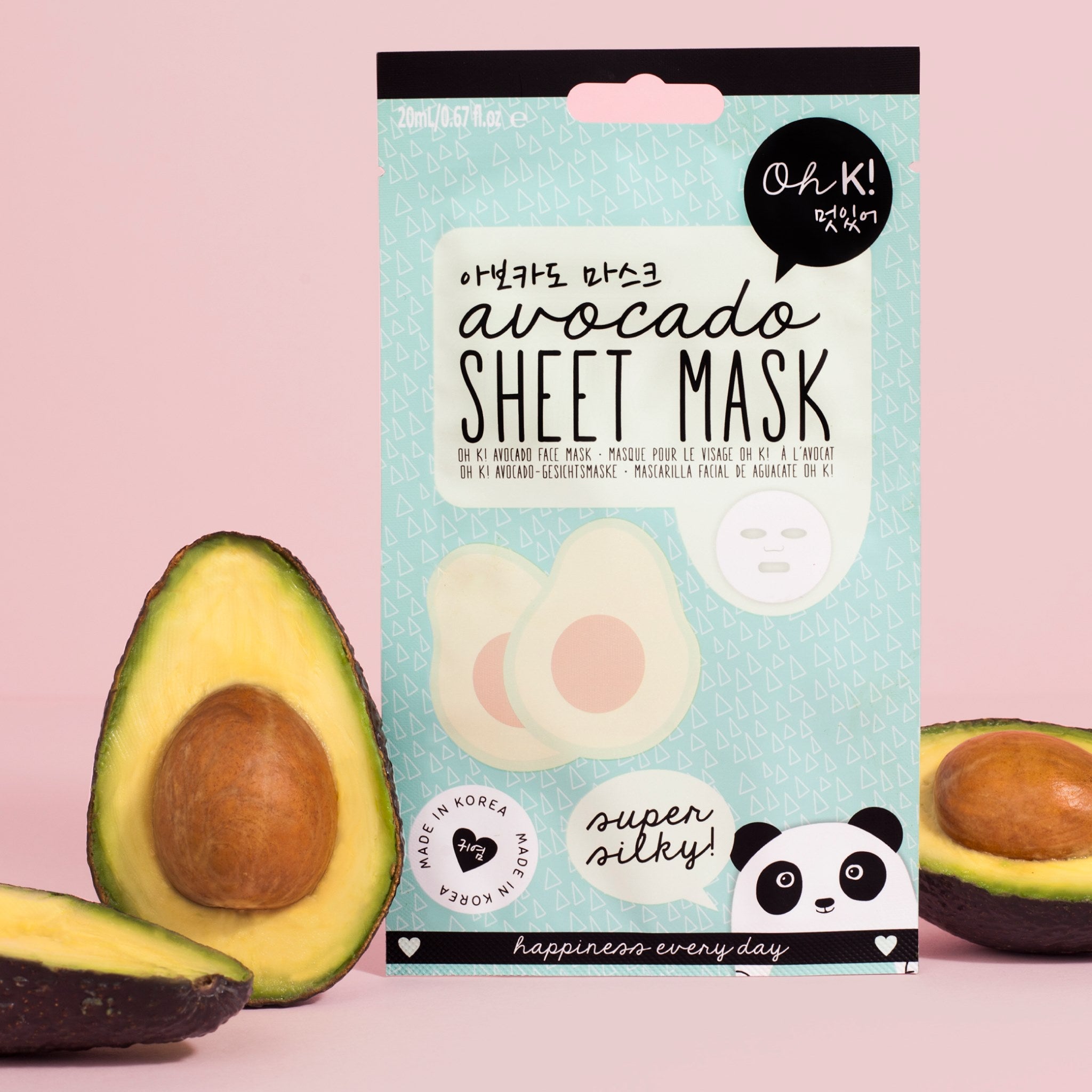 Oh K! Avocado Travel Size Sheet Face Mask, with Avocado