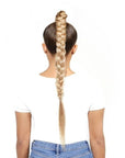 Model wearing Beauty Works 24” INSTA BRAID PONYTAIL, back view