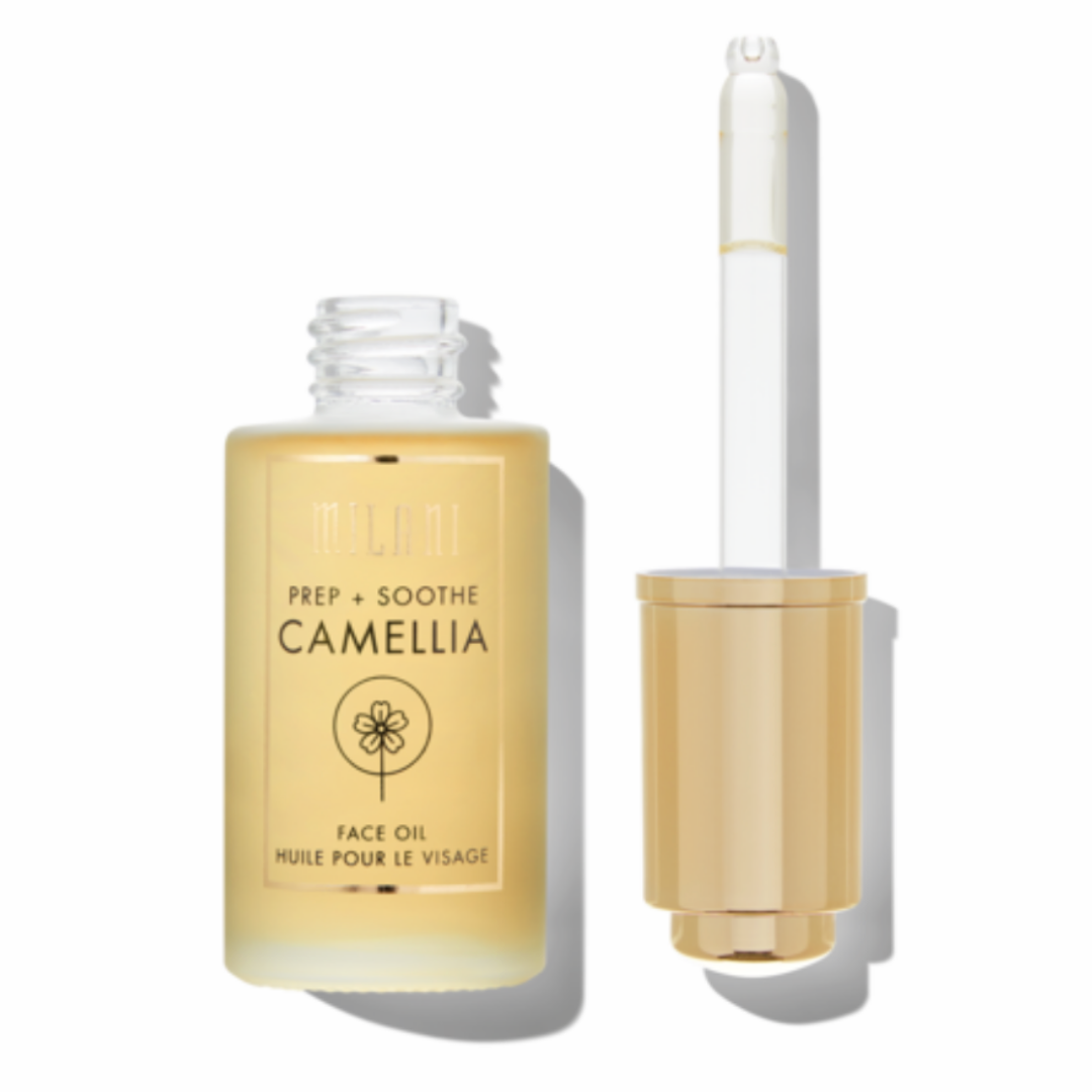 MILANI PREP + SOOTHE CAMELLIA FACE OIL open bottle