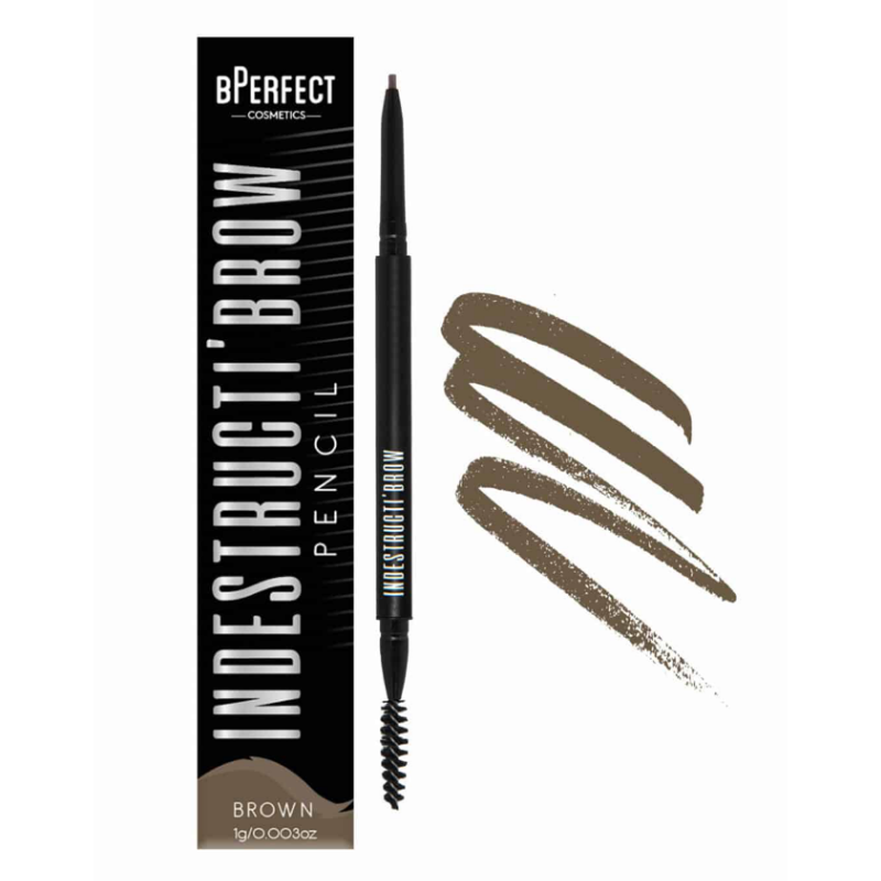 bPerfect INDESTRUCTI’BROW PENCIL Brownl packaging & swatch
