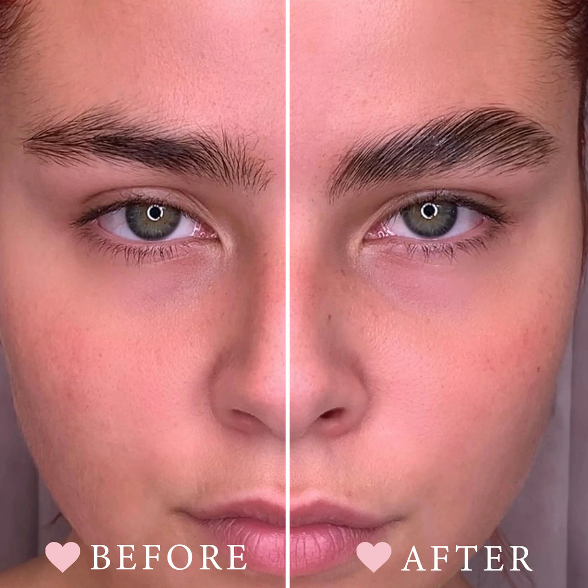 Before and after P.LOUISE Brow Balm, Model