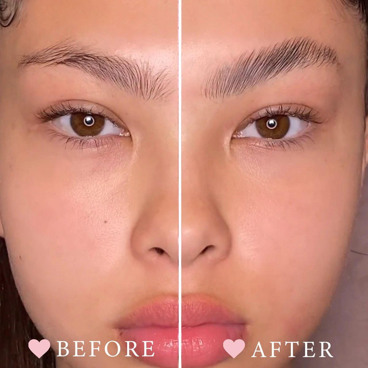 Before and after P.LOUISE Brow Balm, Model