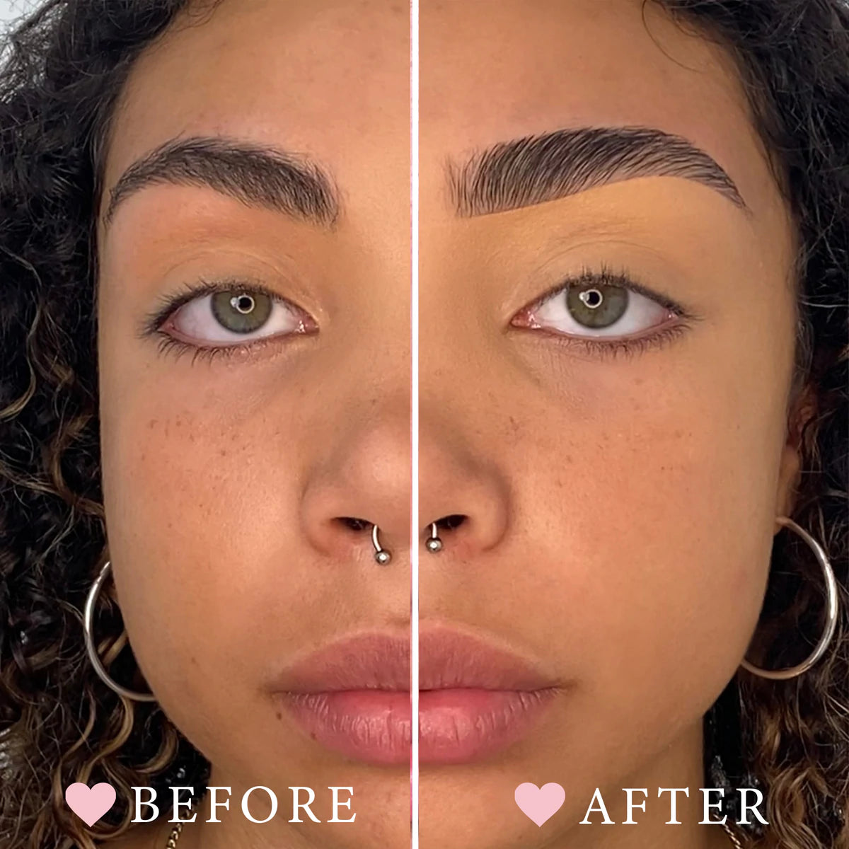 Before and after P.LOUISE Brow Balm, Model