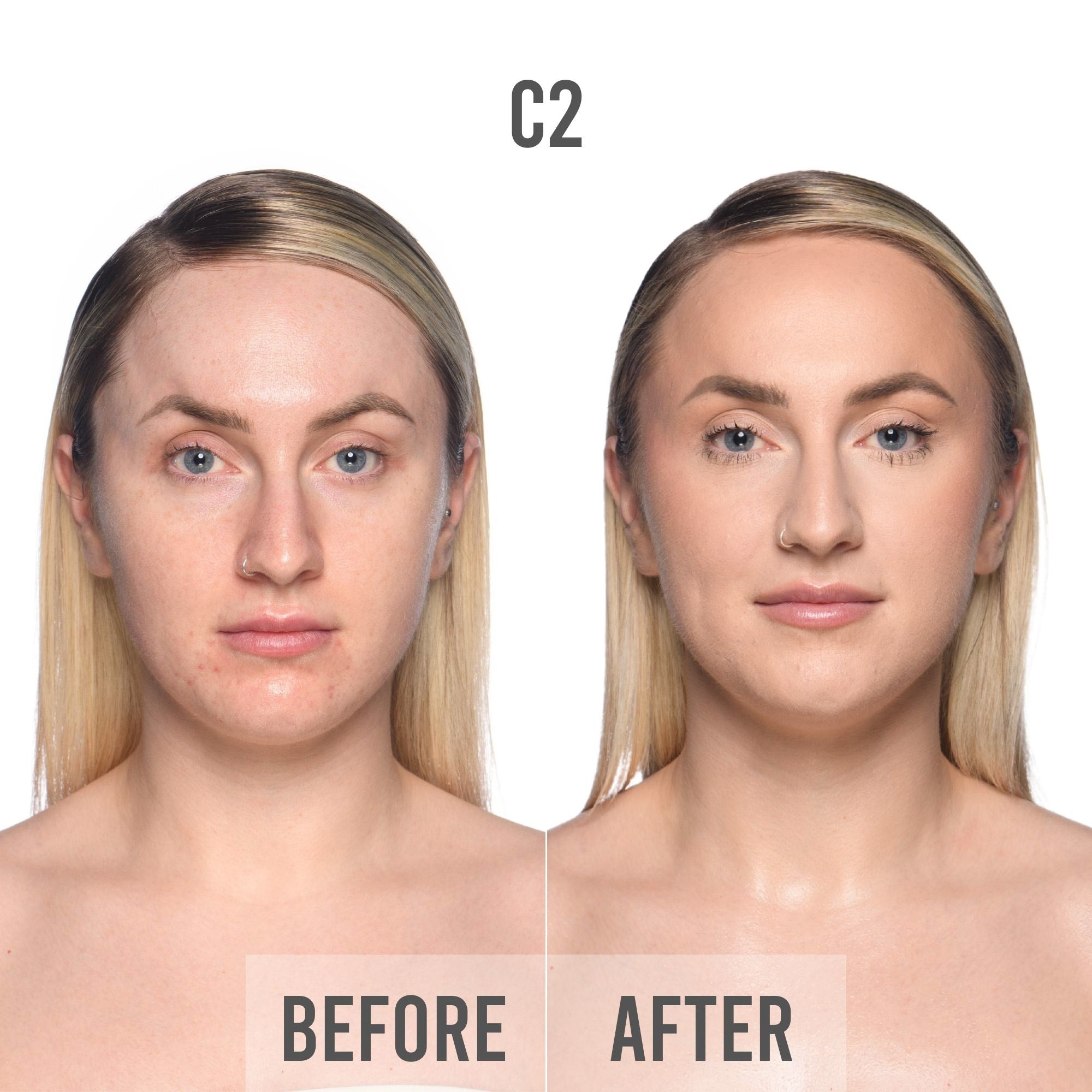 bPerfect CHROMA Cover Matte Foundation, C2 before &amp; after