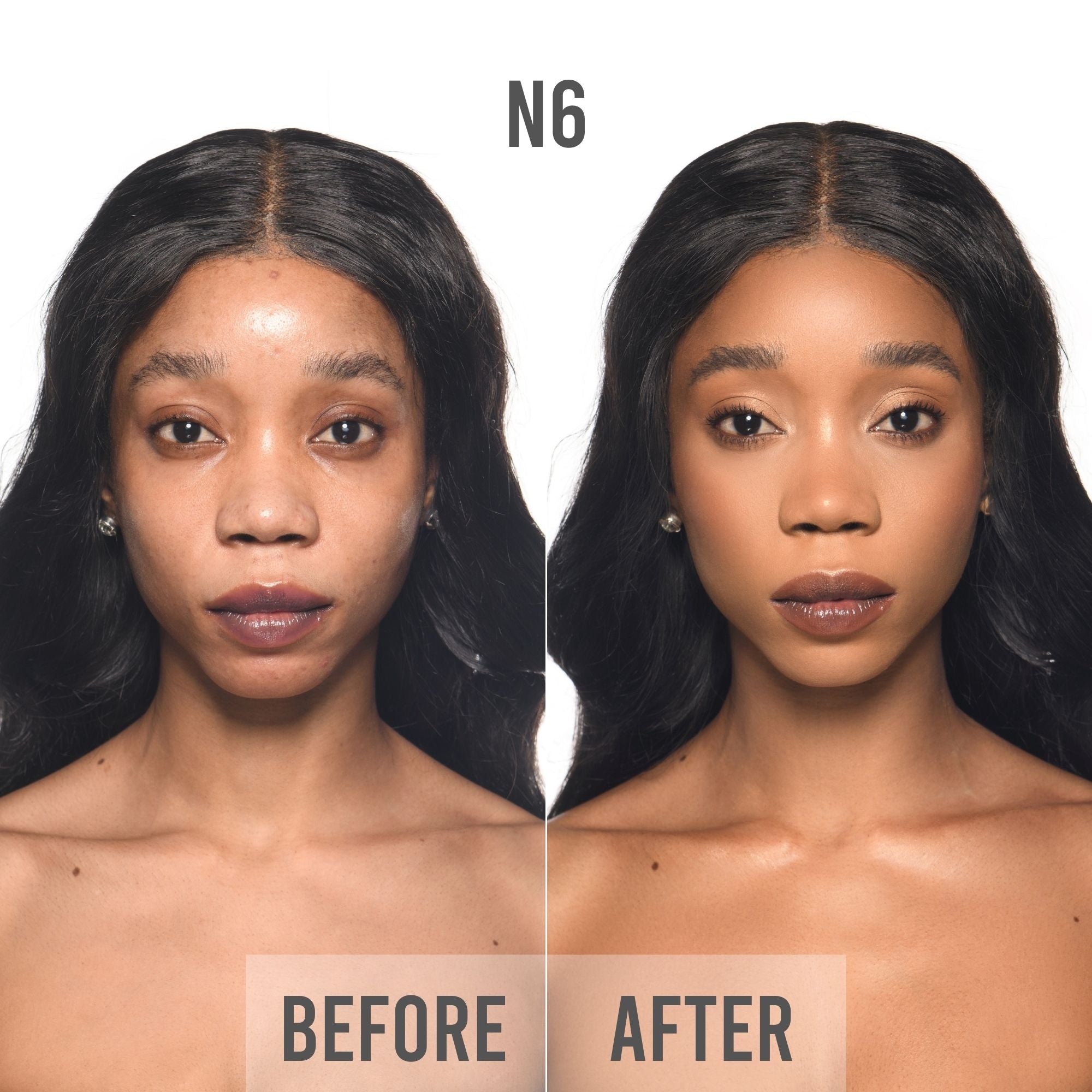 bPerfect CHROMA Cover Matte Foundation, N6 before and after