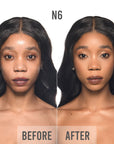bPerfect CHROMA Cover Matte Foundation, N6 before and after
