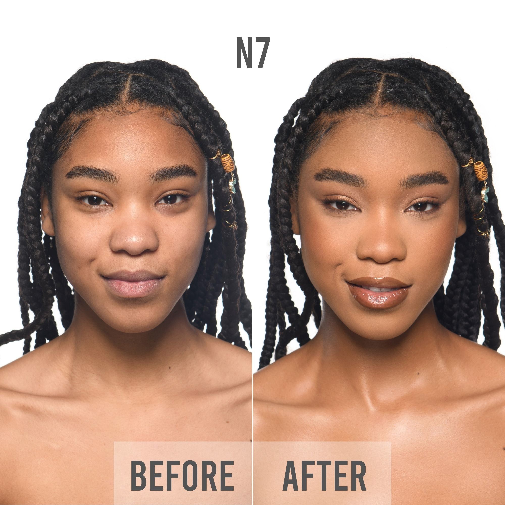 bPerfect CHROMA Cover Matte Foundation, N7 before &amp; after