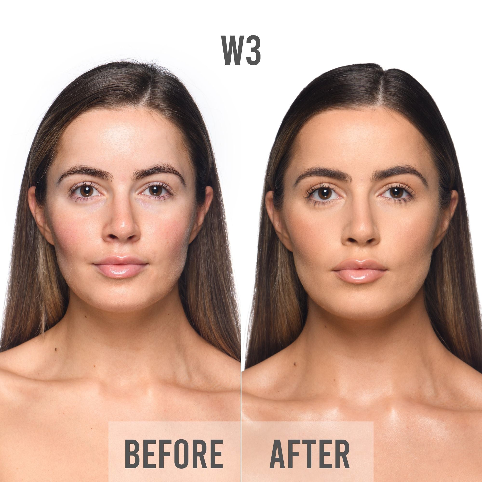 bPerfect CHROMA Cover Matte Foundation, W3 before &amp; after