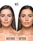 bPerfect CHROMA Cover Matte Foundation, W3 before & after