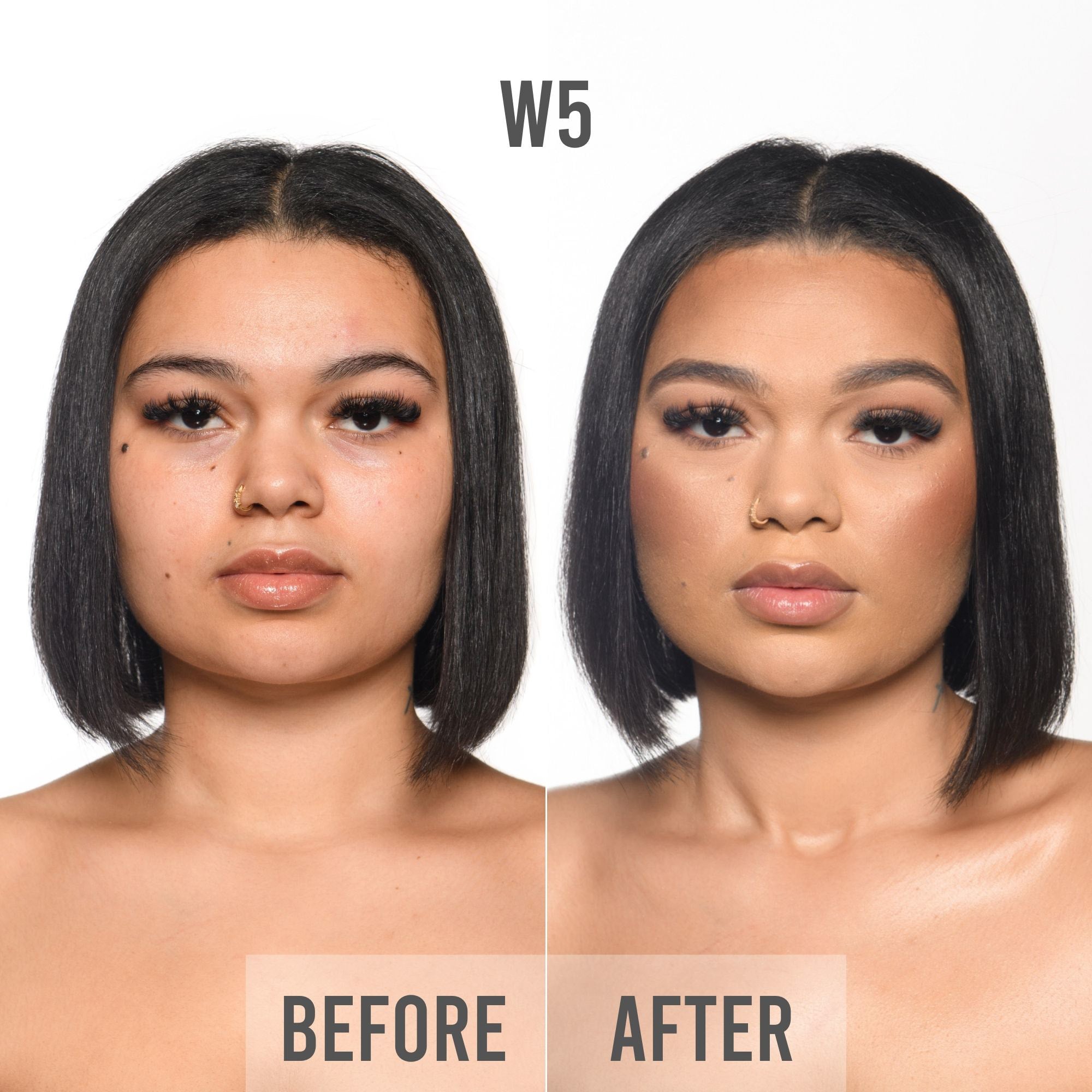 bPerfect CHROMA Cover Matte Foundation, W5 before and after
