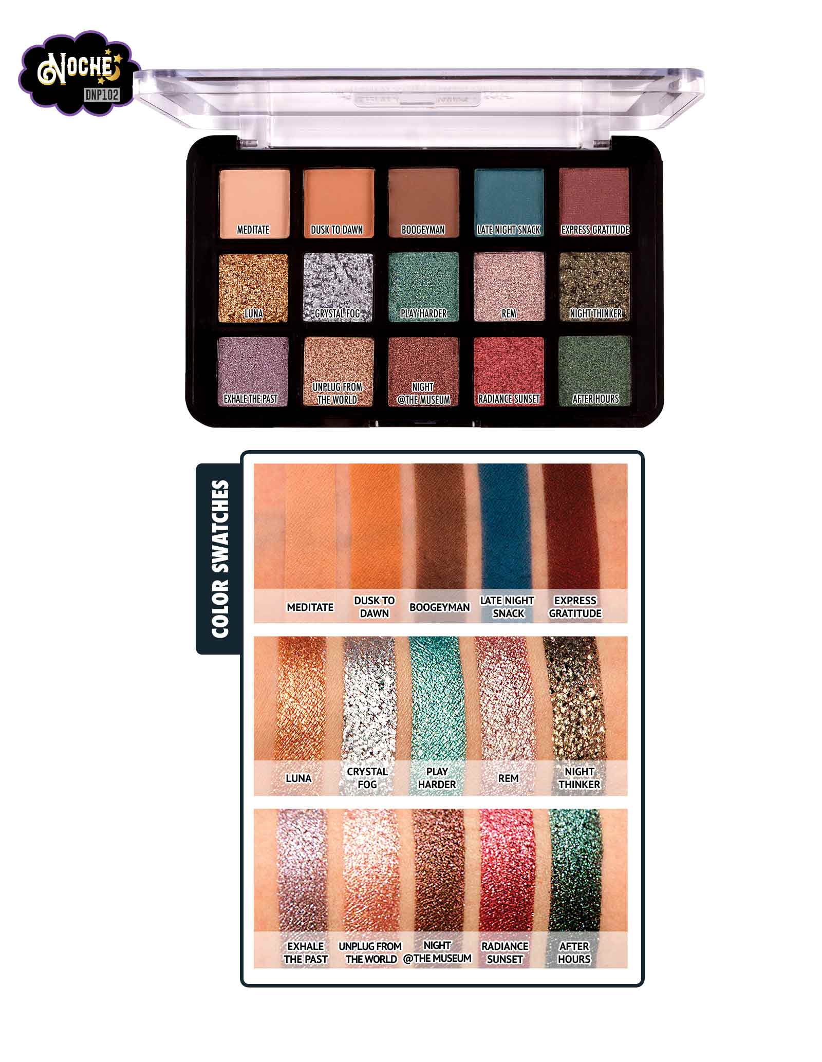 J Cat NOCHE Eyeshadow Palette & swatches