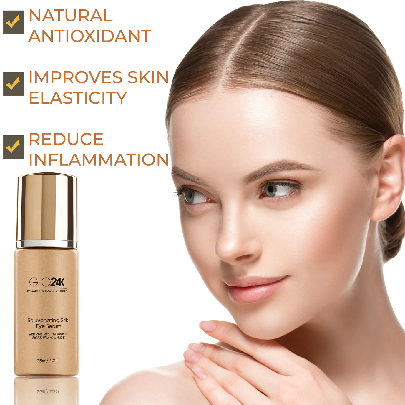 Benefits of GLO24K Rejuvenating 24k Eye Serum