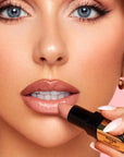 Model using INGLOT Rosie For Inglot Dreamy Creamy Lipstick - Magical Nude