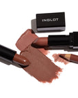 Inglot Originals Lip Kit, products open with swatches