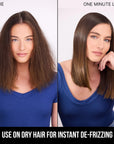 Before and after using Color Wow One-Minute Transformation Styling Cream