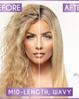 VODUZ Velvet Crown – Thermal Conditioning Spray, before & after on wavy hair