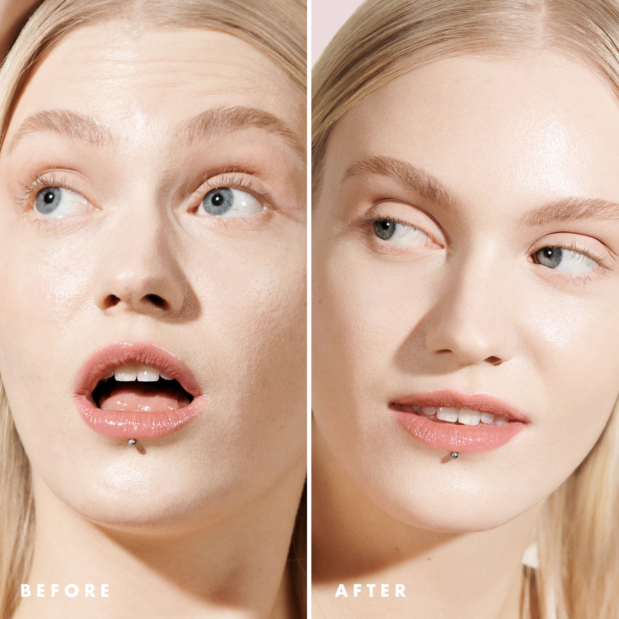 Before and after elf Powerless Face Primer