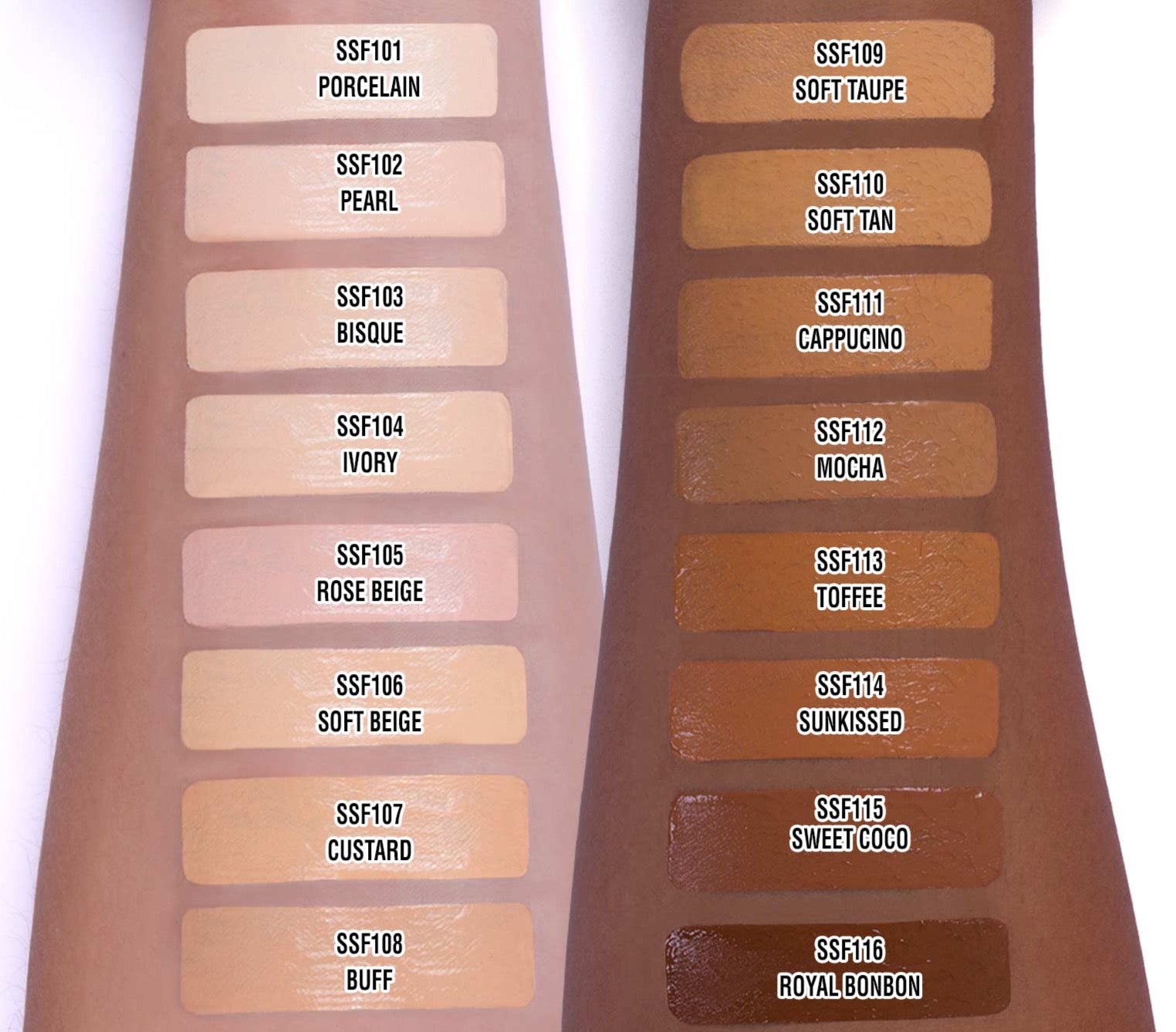 J Cat Skinsurance Max Coverage Silky Foundation, swatches