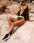 Model wearing bPerfect X Mars The Label PERSIAN GOLD – FACE & BODY GLOW Ari