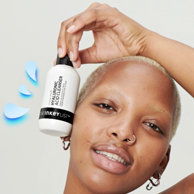 Model holding The Inkey List HYALURONIC ACID CLEANSER