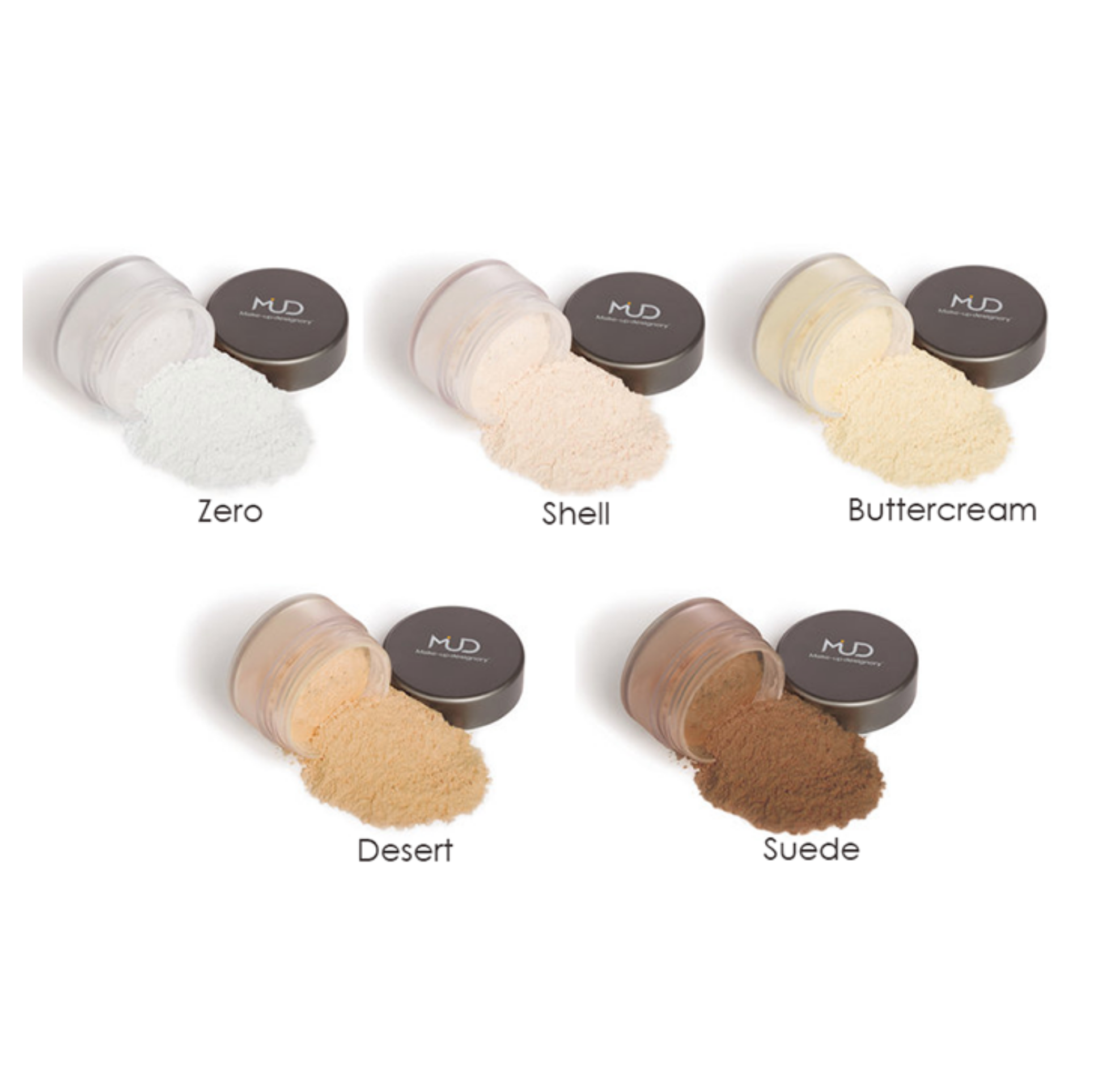 MUD Cosmetics Loose Powder swatches