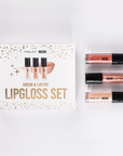 INGLOT X Maura Sheen & Lustre Mini Lip Gloss Set, with products