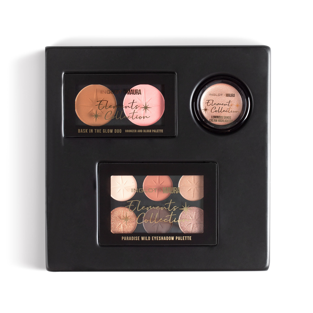 INGLOT X Maura Shimmering Sol Skin & Eye Set, open