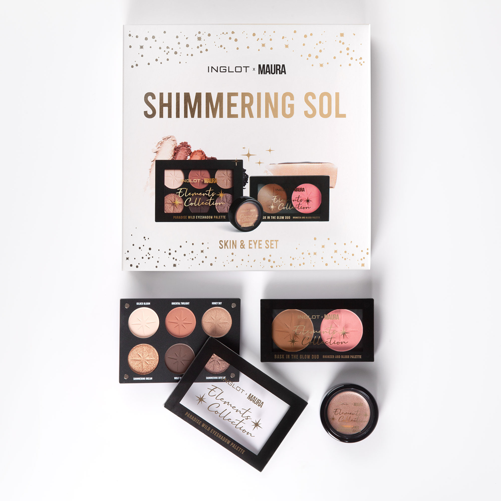 INGLOT X Maura Shimmering Sol Skin & Eye Set, with products