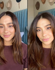 Before and after using Color Wow Xtra Large Bombshell Volumizer