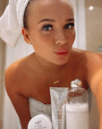 Model with Polished London WHITENING PASTE & MOUTH CLEANSE