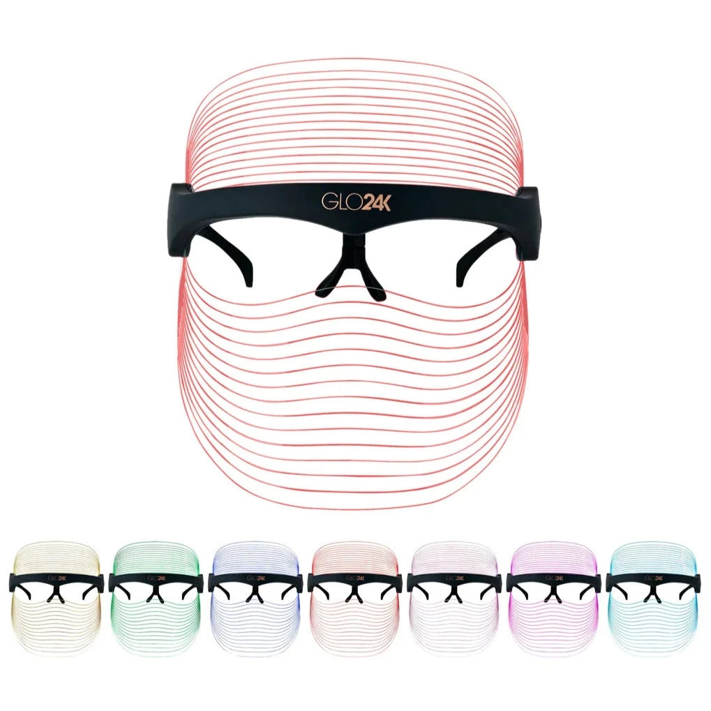 GLO24K 7 Colour LED Beauty Mask, with all 7 led shades shown