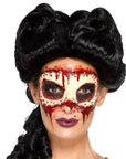 Model wearing Smiffys Masquerade Face Off Prosthetic