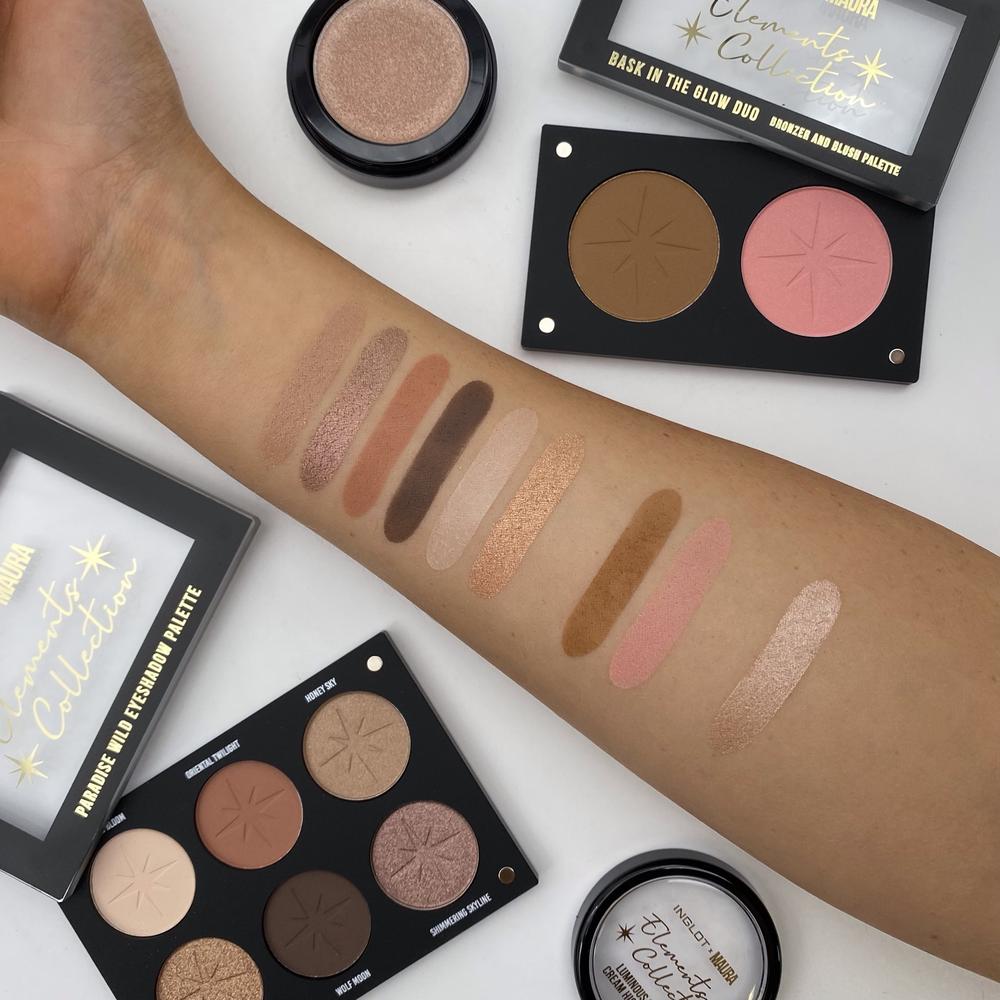 INGLOT X Maura Shimmering Sol Skin & Eye Set, swatches